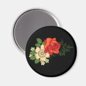 Rote Rose und schwarzer Hintergrund Magnet (Vorderseite/Rückseite)