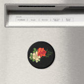 Rote Rose und schwarzer Hintergrund Magnet (In Situ (Geschirrspüler))