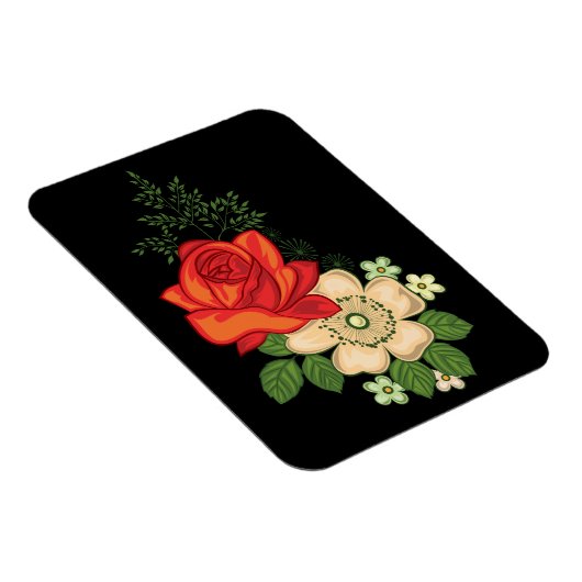 Rote Rose und schwarzer Hintergrund Magnet (Rechte Seite)