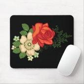 Rote Rose und schwarzer Hintergrund Mousepad (Mit Mouse)