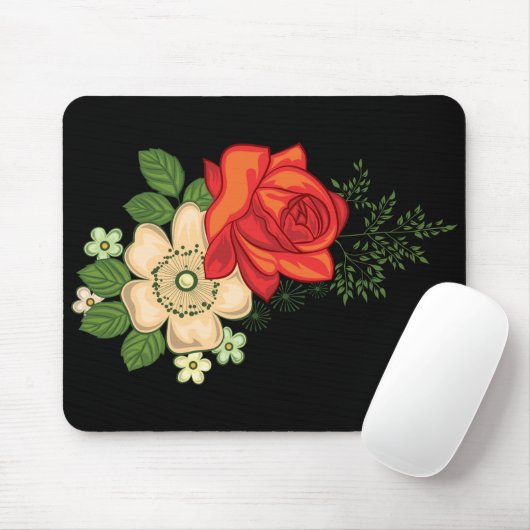 Rote Rose und schwarzer Hintergrund Mousepad (Mit Mouse)