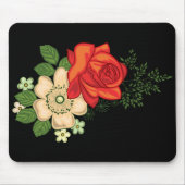 Rote Rose und schwarzer Hintergrund Mousepad (Vorne)