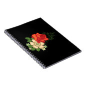Rote Rose und schwarzer Hintergrund Notizblock (Rechte Seite)