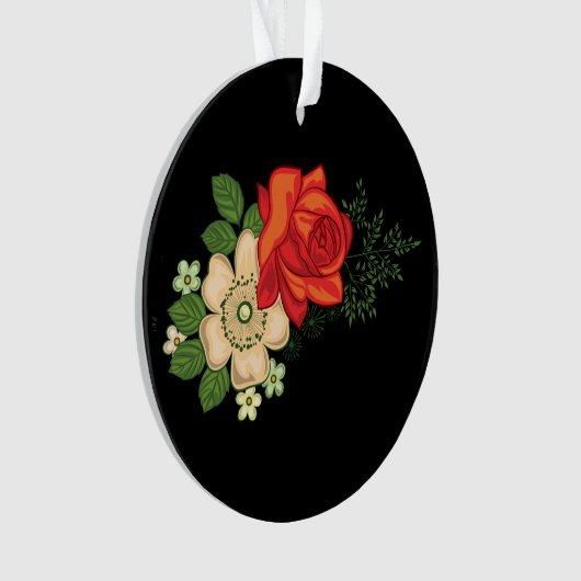 Rote Rose und schwarzer Hintergrund Ornament (Vorderseite)
