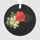 Rote Rose und schwarzer Hintergrund Ornament (Rückseite)