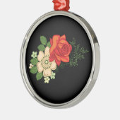 Rote Rose und schwarzer Hintergrund Ornament Aus Metall (Links)