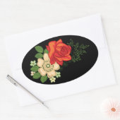 Rote Rose und schwarzer Hintergrund Ovaler Aufkleber (Umschlag)