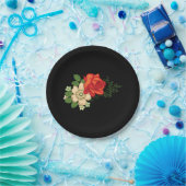 Rote Rose und schwarzer Hintergrund Pappteller (Party)