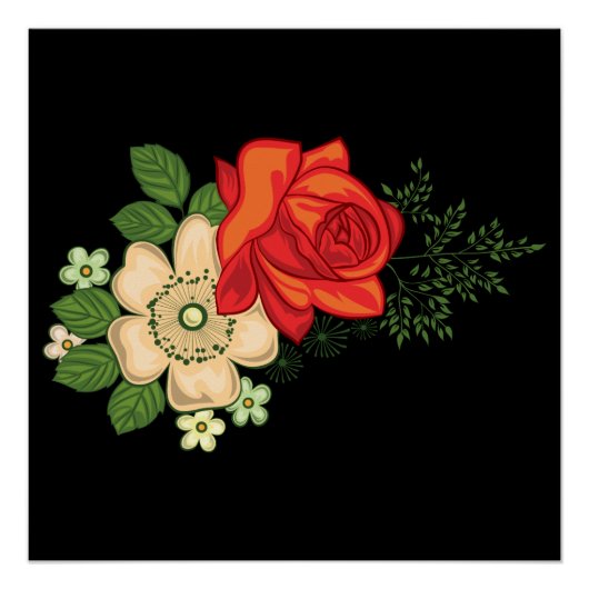 Rote Rose und schwarzer Hintergrund Poster (Vorderseite)
