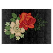 Rote Rose und schwarzer Hintergrund Schneidebrett (Vorderseite)