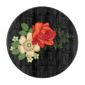 Rote Rose und schwarzer Hintergrund Schneidebrett (Vorderseite)