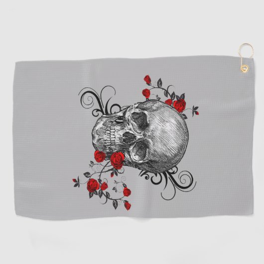 Rote Rose und Skulptur Golfhandtuch (Horizontal)