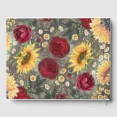 Rote Rose und Sonnenblumen Rustikale Hochzeit im H Gästebuch (Rückseite)