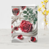 Rote Rose und Wein zum Jubiläum Karte (Gelbe Blume)