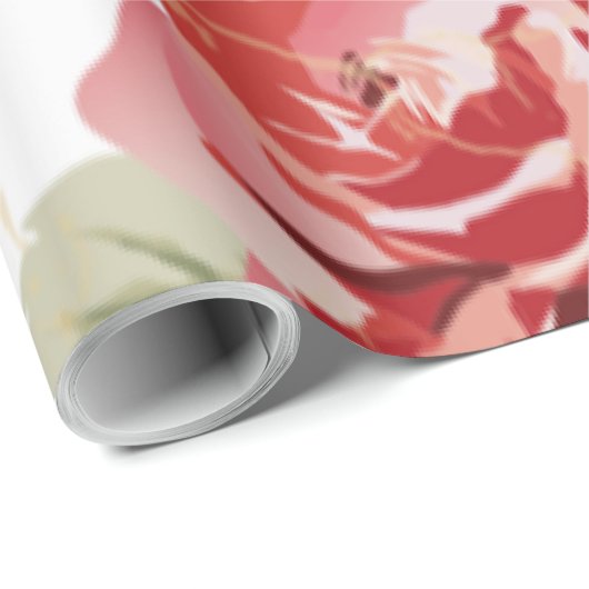 Rote Rose und Weißdruck Geschenkpapier (Rolleneckpunkt)