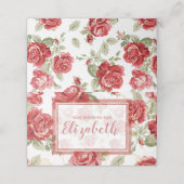 Rote Rose und Weißdruck Platzkarte (Außenseite Aufgefaltet)