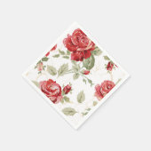 Rote Rose und Weißdruck Serviette (Ecke)