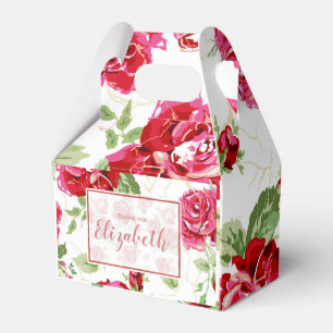 Rote Rose und weißer klassischer Druck Platzkarte Geschenkschachtel