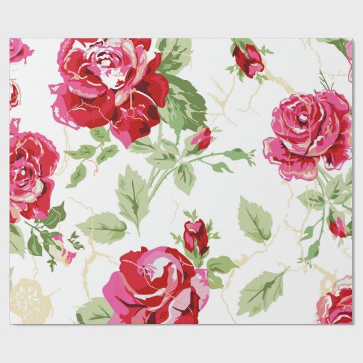 Rote Rose- und Weißpapier Geschenkpapier (Flach)