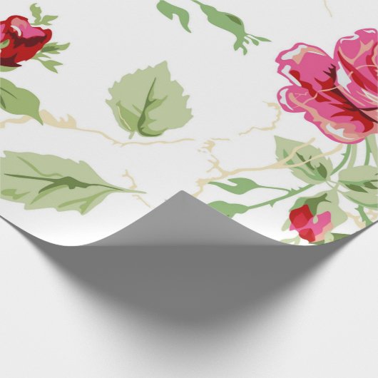 Rote Rose- und Weißpapier Geschenkpapier (Ecke)