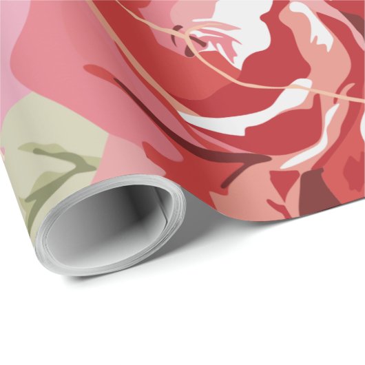 Rote Rose- und Weißpapier Geschenkpapier (Rolleneckpunkt)