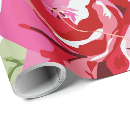 Rote Rose- und Weißpapier Geschenkpapier (Rolleneckpunkt)