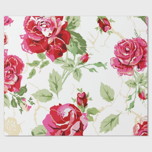 Rote Rose- und Weißpapier Geschenkpapier (Flach)