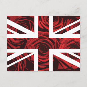 Rote Rose Union Jack Britische (UK) Flagge Postkarte