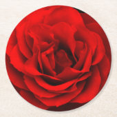 Rote Rose-Untersetzer-Set Runder Pappuntersetzer (Vorderseite)
