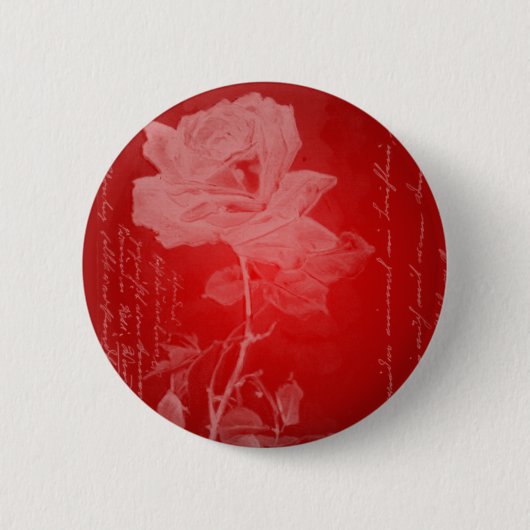 Rote Rose Valentine Button (Vorderseite)