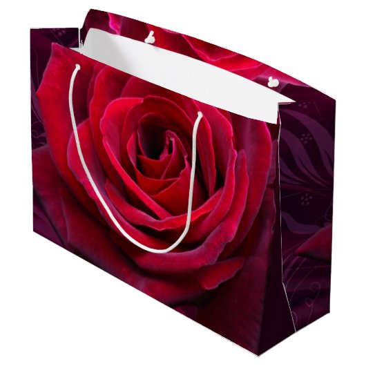 rote Rose Valentine Große Geschenktüte (Rückseite Schrägansicht)