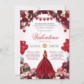 Rote Rose Valentines Geburtstagsparty Quinceanera Einladung (Vorderseite)