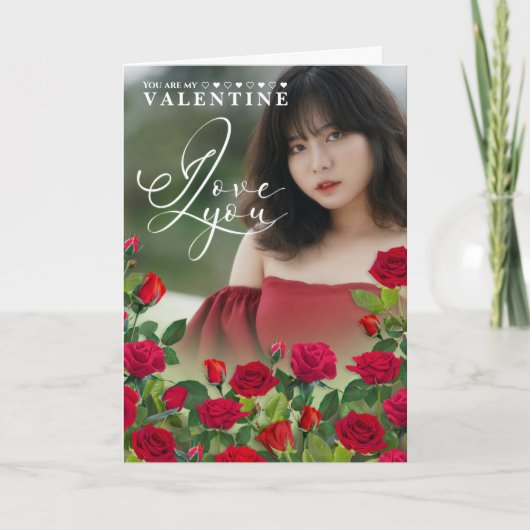 Rote Rose Valentinstag Benutzerdefinierter Text Ic Karte (Vorderseite)