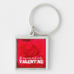 Rote Rose Valentinstag Button Schlüsselanhänger