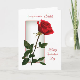 rote Rose, Valentinstag der Schwester Feiertagskarte