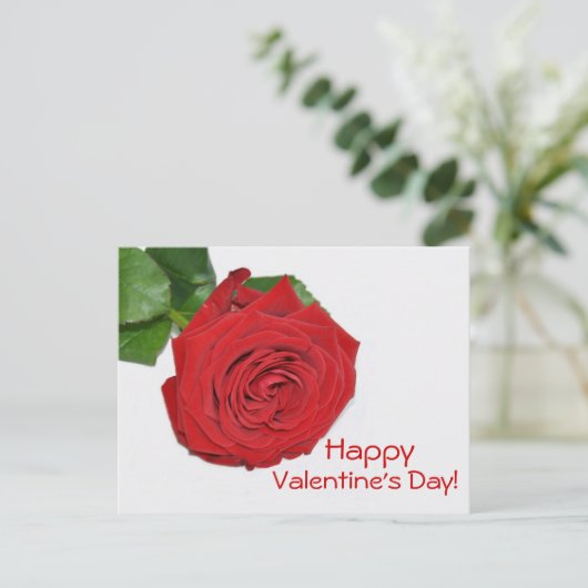Rote Rose Valentinstag Postkarte (Stehend Vorderseite)