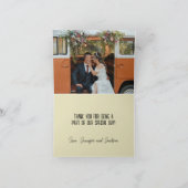 Rote Rose Vintag Art Deco Foto Hochzeit Dankeskarte (Innenseite)