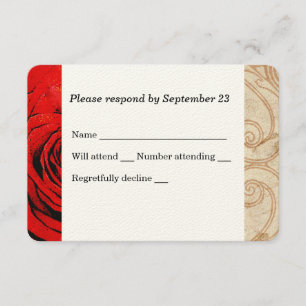 Rote Rose Vintage Wedding UAWG RSVP Karte