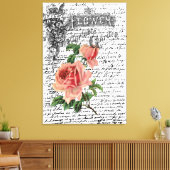 Rote Rose Vintager Blumengarten ARt Leinwanddruck (Insitu (Wohnzimmer))