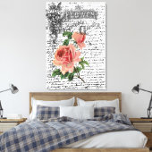Rote Rose Vintager Blumengarten ARt Leinwanddruck (Insitu (Schlafzimmer))