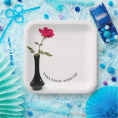 rote Rose von Singles in schwarzer Vase Pappteller (Party)