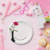 rote Rose von Singles in schwarzer Vase Pappteller (Party)