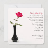rote Rose von Singles zum Jubiläum der schwarzen V Einladung (Vorderseite)