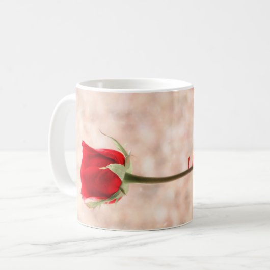 Rote Rose w Personalisierbarer Text Kaffeetasse (Vorderseite Links)