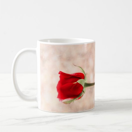 Rote Rose w Personalisierbarer Text Kaffeetasse (Links)
