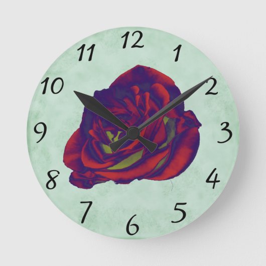 rote Rose Wall Clock Runde Wanduhr (Vorderseite)