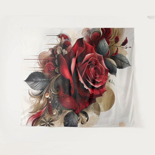 Rote Rose Wandteppich (Vorderseite (Horizontal))