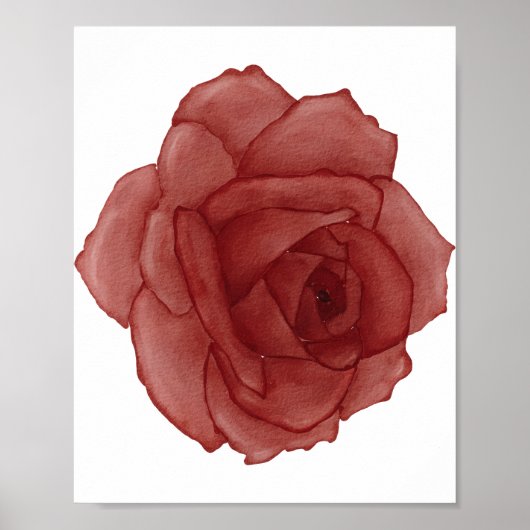 Rote Rose Wasserfarbe gegenüber rechtes Poster (Vorne)