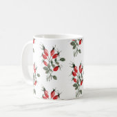 Rote Rose Wasserfarbe Hüfte Berries Muster Kaffeetasse (Vorderseite Links)