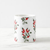 Rote Rose Wasserfarbe Hüfte Berries Muster Kaffeetasse (Mittel)